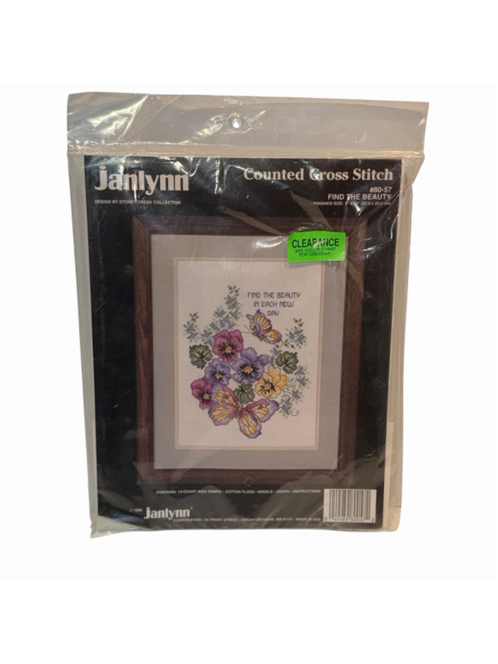 Vtg 1990s Janlynn Find The Beauty Counted Cross Stitch Kit #80-57 Butterfly USA